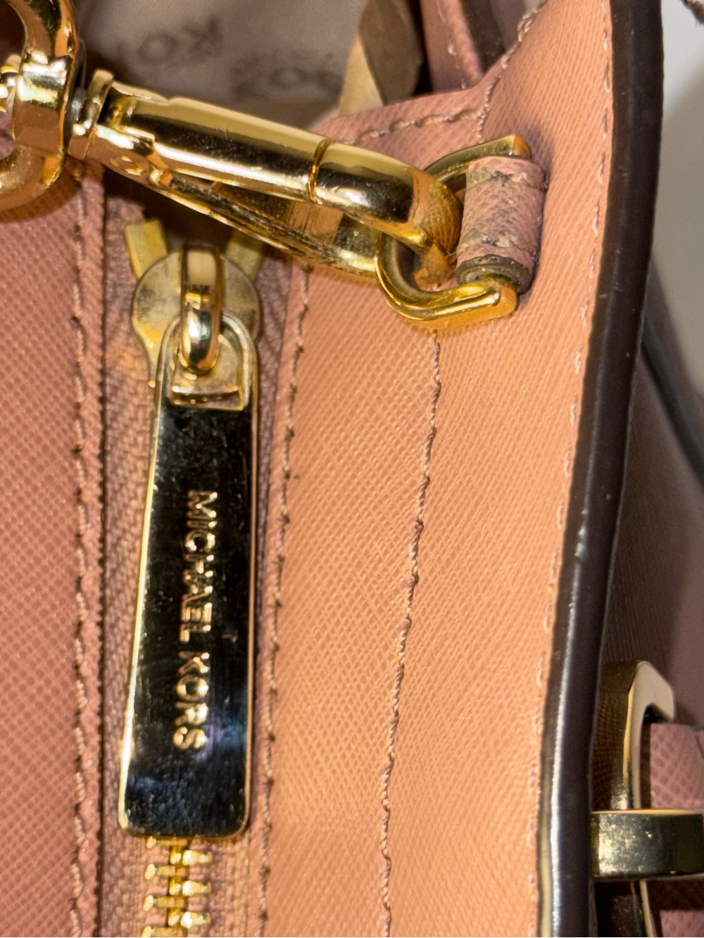 Michael Kors Tina Blossom Satchel Crossbody Bag Purse Saffiano Leather Large - Picture 11 of 16